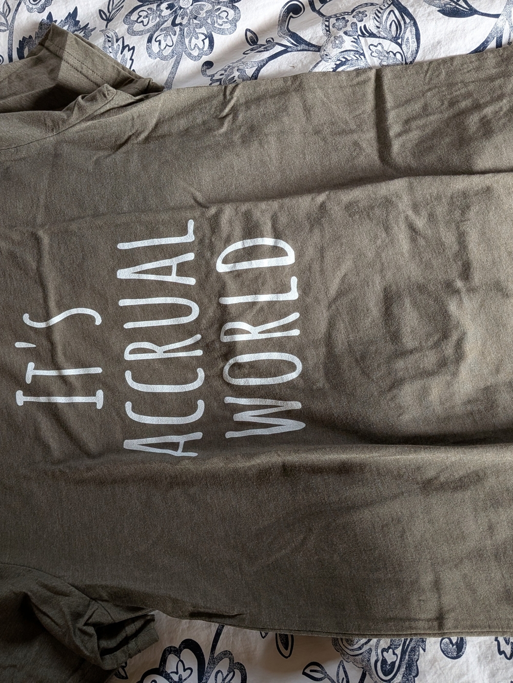 Accountant Tshirt Joke. Bella Canvas Olive Green Graphic Tee New No Tags